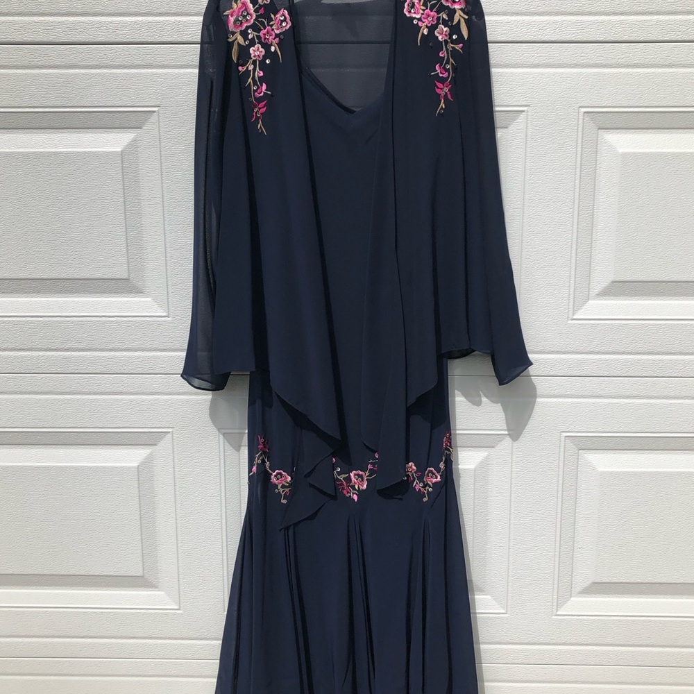 Spectacular Outrageous S L Fashions Long Gown With Shear Jacket Black Size 10